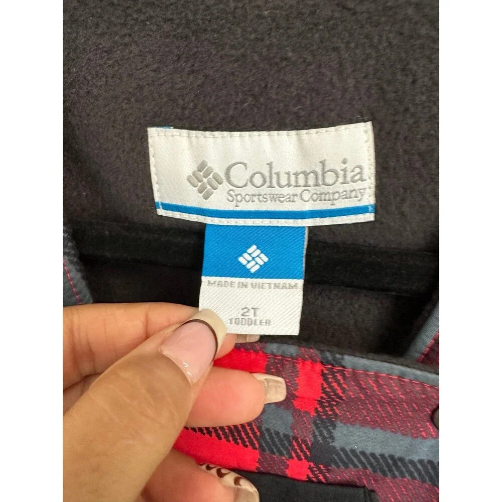 Columbia Toddler Check Plaid Adjustable Snap Straps Padded Overalls Snowsuit 2T